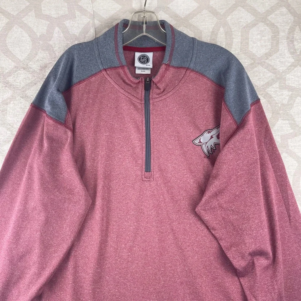 NHL Arizona Coyotes Quarter Zip‎ Pullover Mens XL Maroon Gray Heathered 1145318